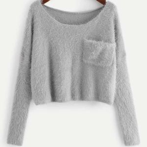 Pocket Patched Fuzzy Sweater